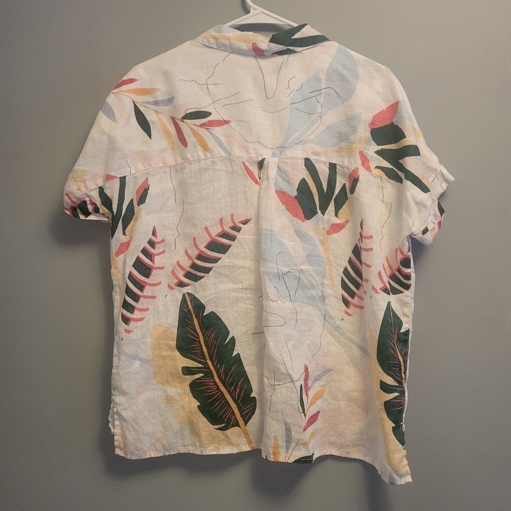 Cynthia Rowley Womens Large Linen Top Beachy Vacation Casual - Picture 3 of 5